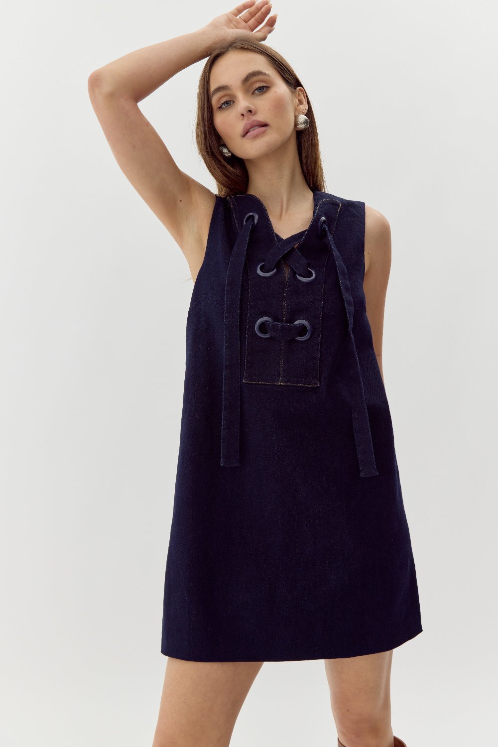 Dolce Denim Eyelet Front Shift Dress