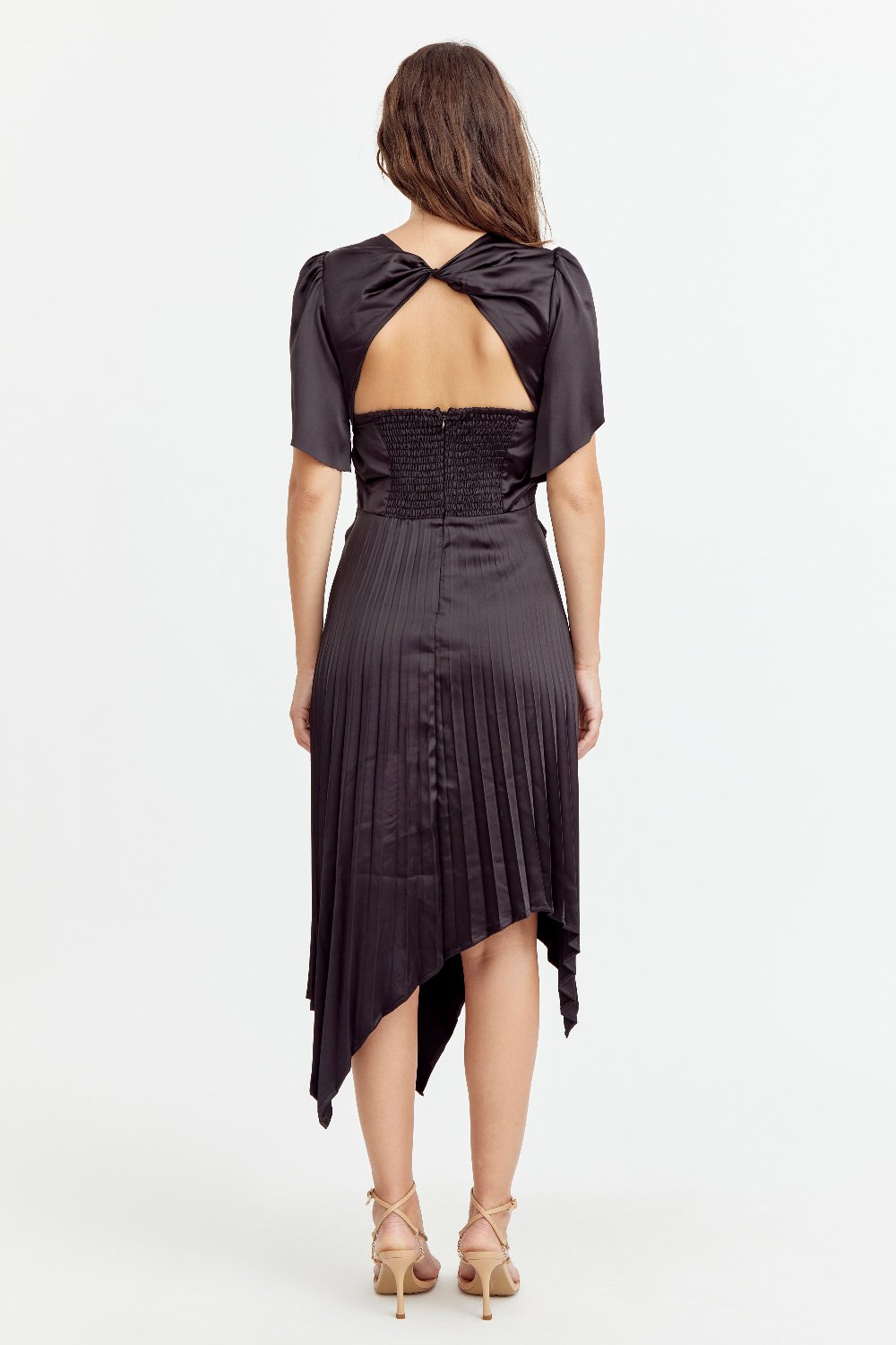 Rana Pleated Satin Dress