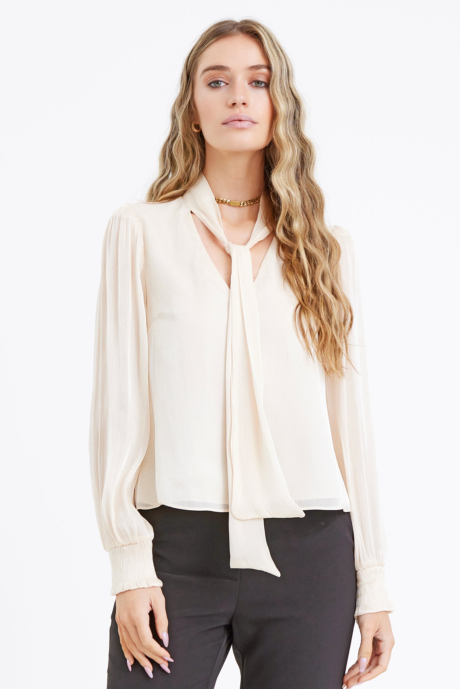 Jisenia Tie Neck Blouse | Adelyn Rae