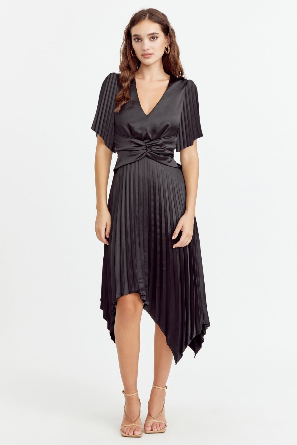 Rana Pleated Satin Dress