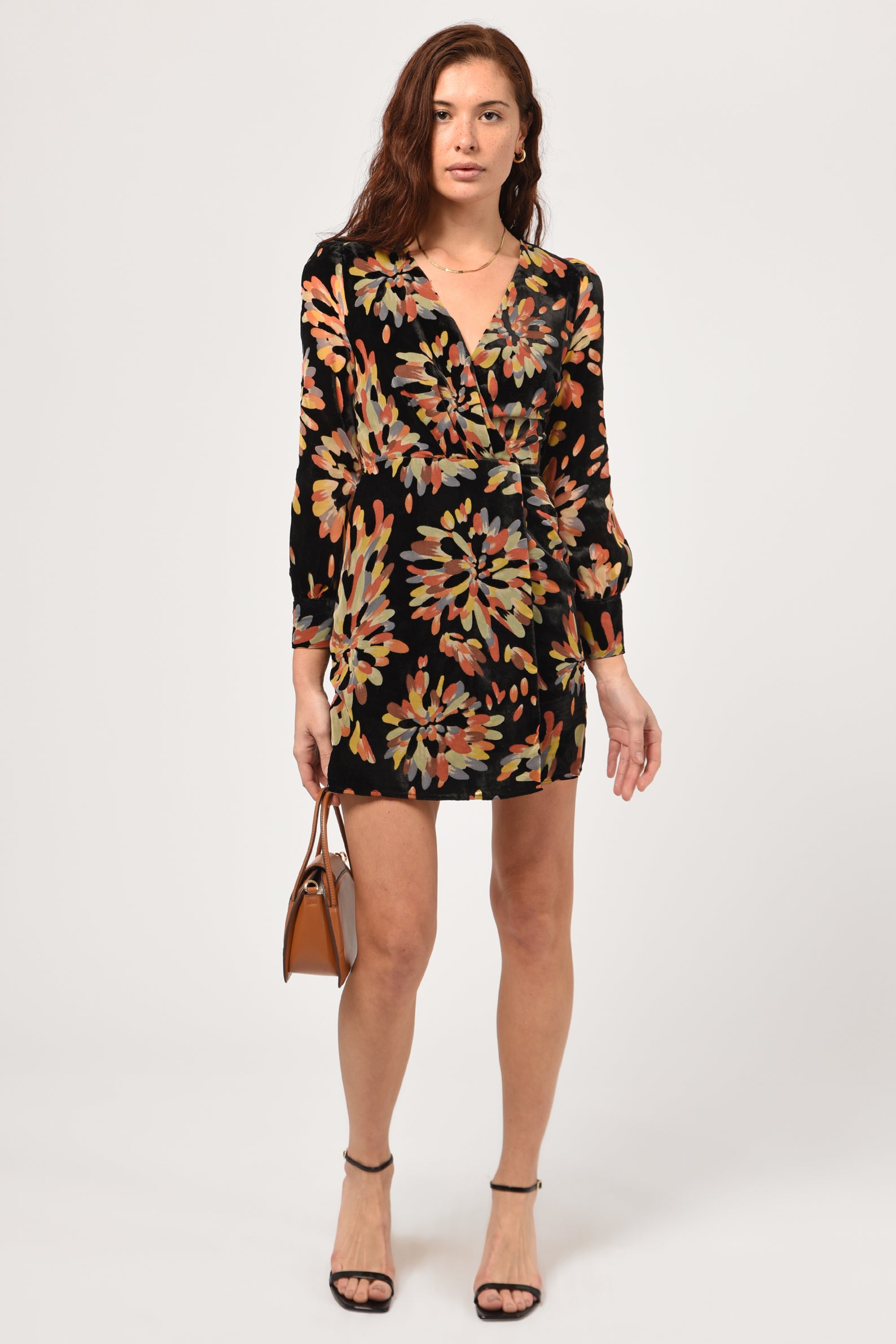 Abby Velvet Burnout Wrap Mini Dress - FINAL SALE