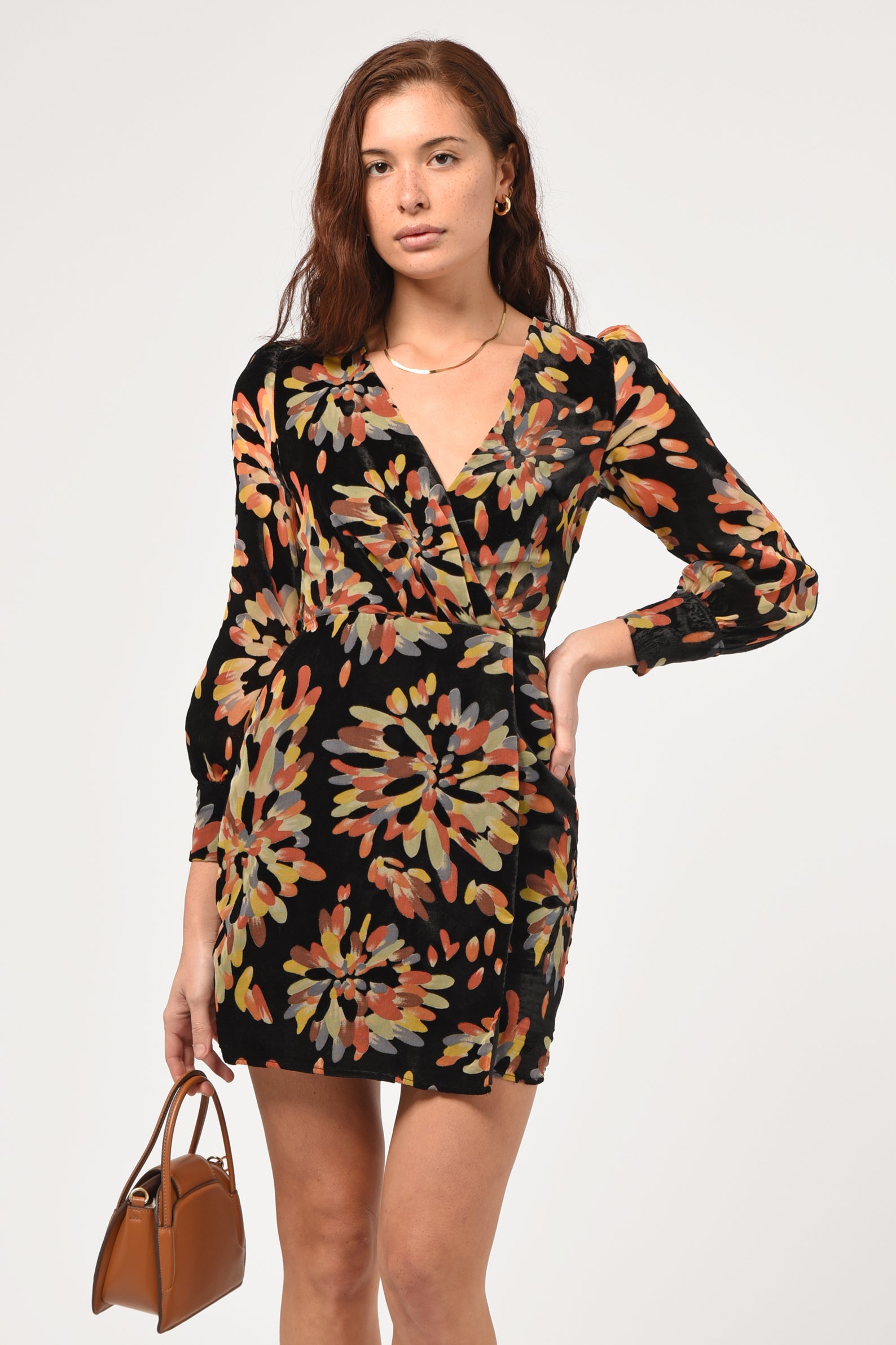 Abby Velvet Burnout Wrap Mini Dress - FINAL SALE