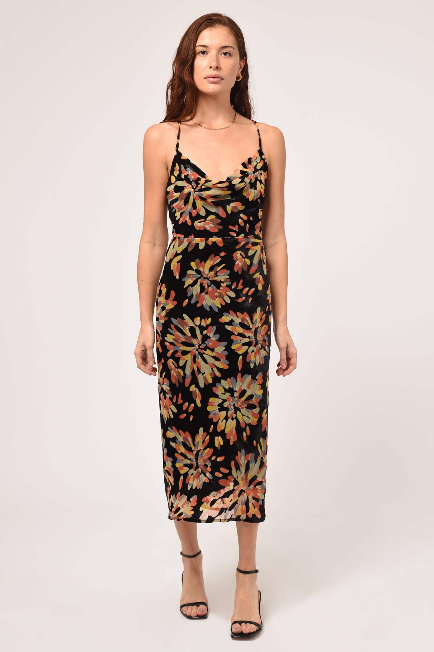 Zana Printed Velvet Burnout Slip Dress Adelyn Rae