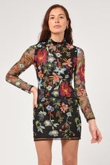 Kimmy Embroidered Mock Neck Mini Dress