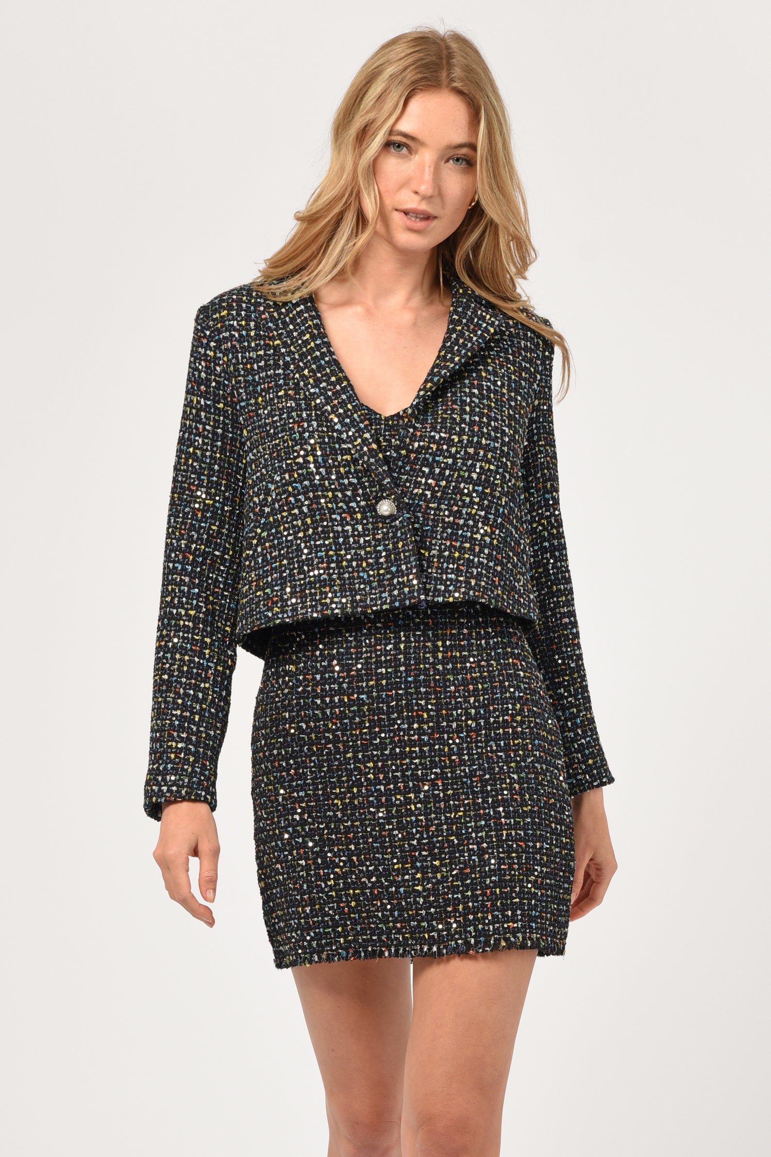 Vicky Tweed Cropped Blazer