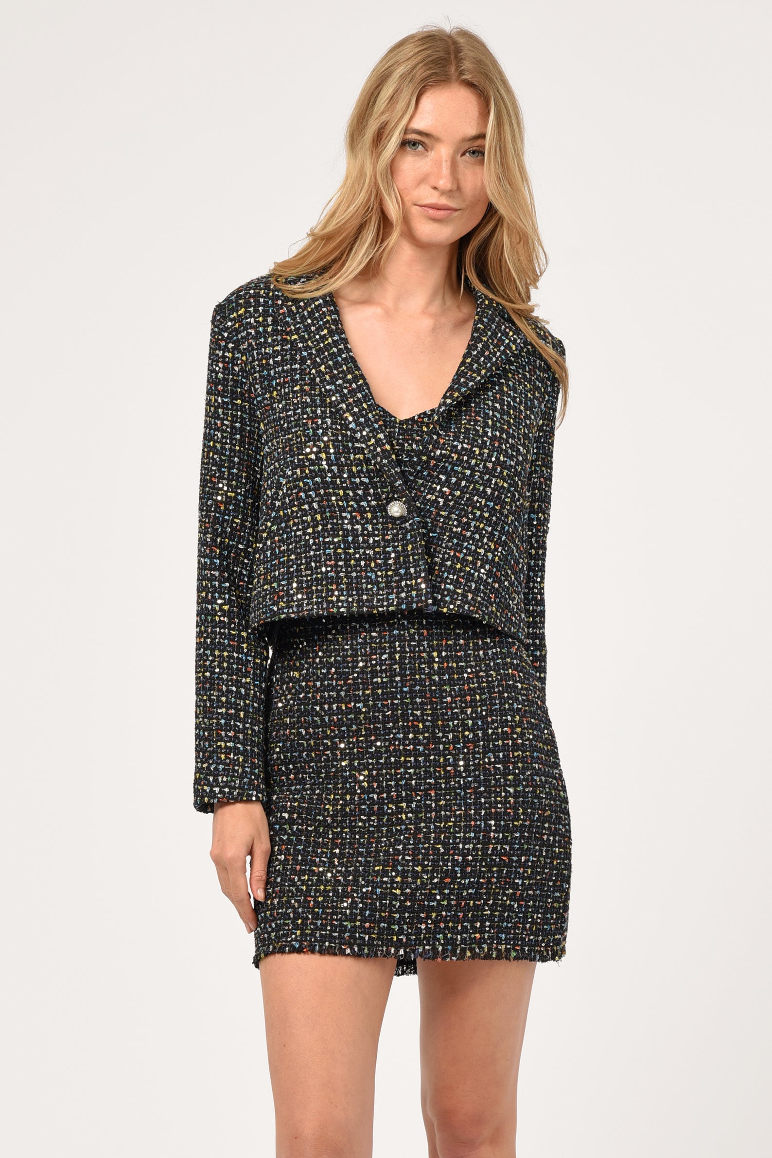 Vicky Tweed Cropped Blazer