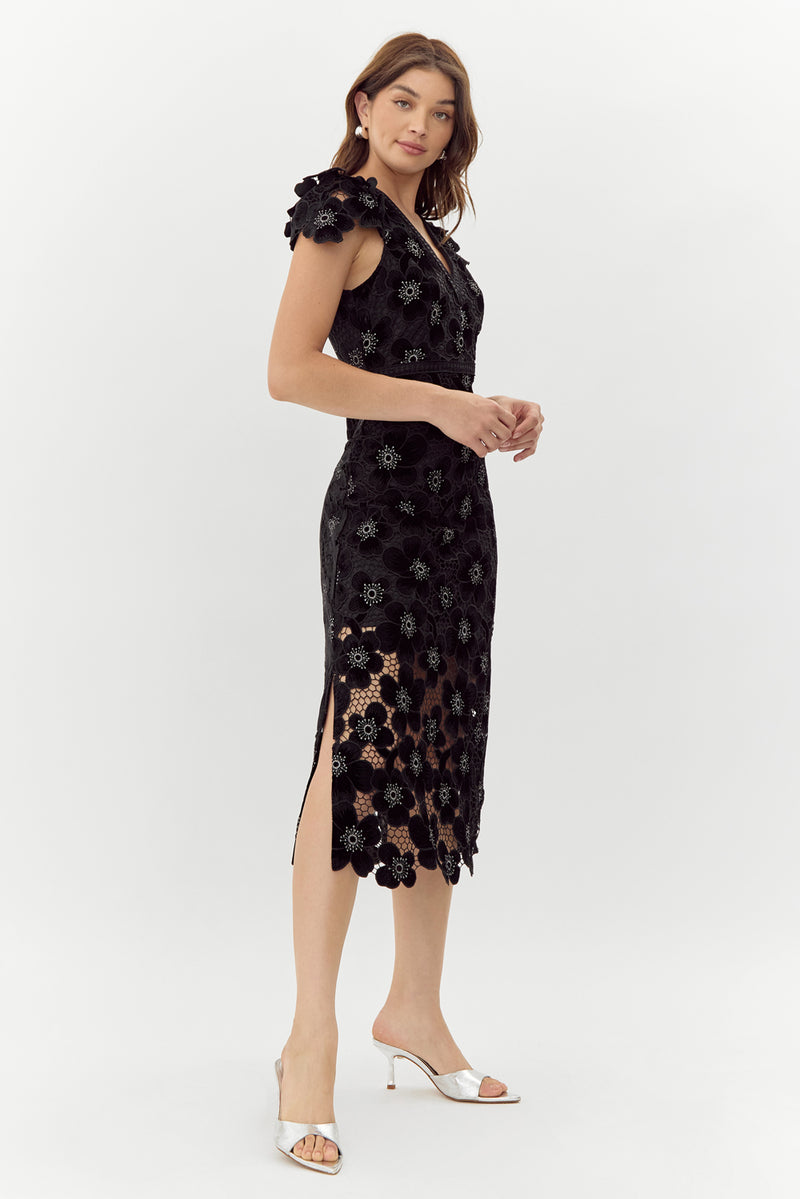 Mia Crochet Lace Midi Dress