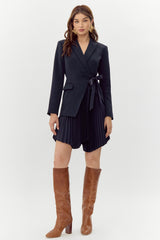 Rosayln Tie Waist Pleated Blazer Dress