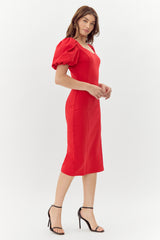 Jenna Puff Sleeve Midi Dress