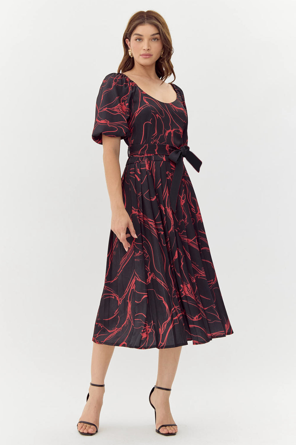 Maris Printed Pleated Midi Dress