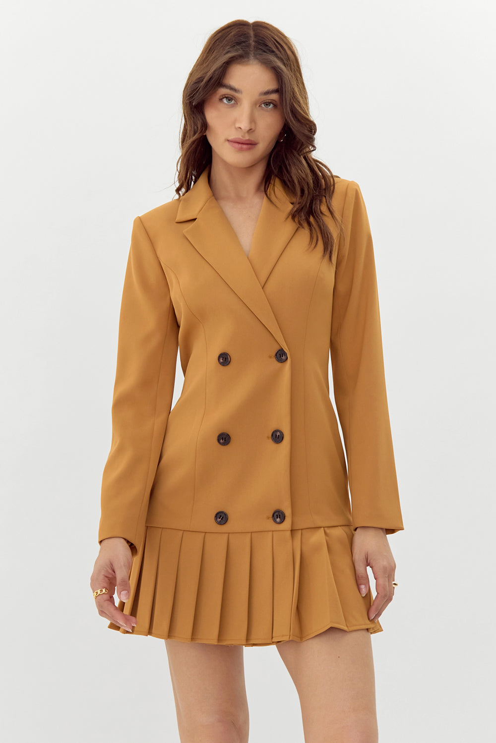 Nara Pleated Hem Blazer Dress