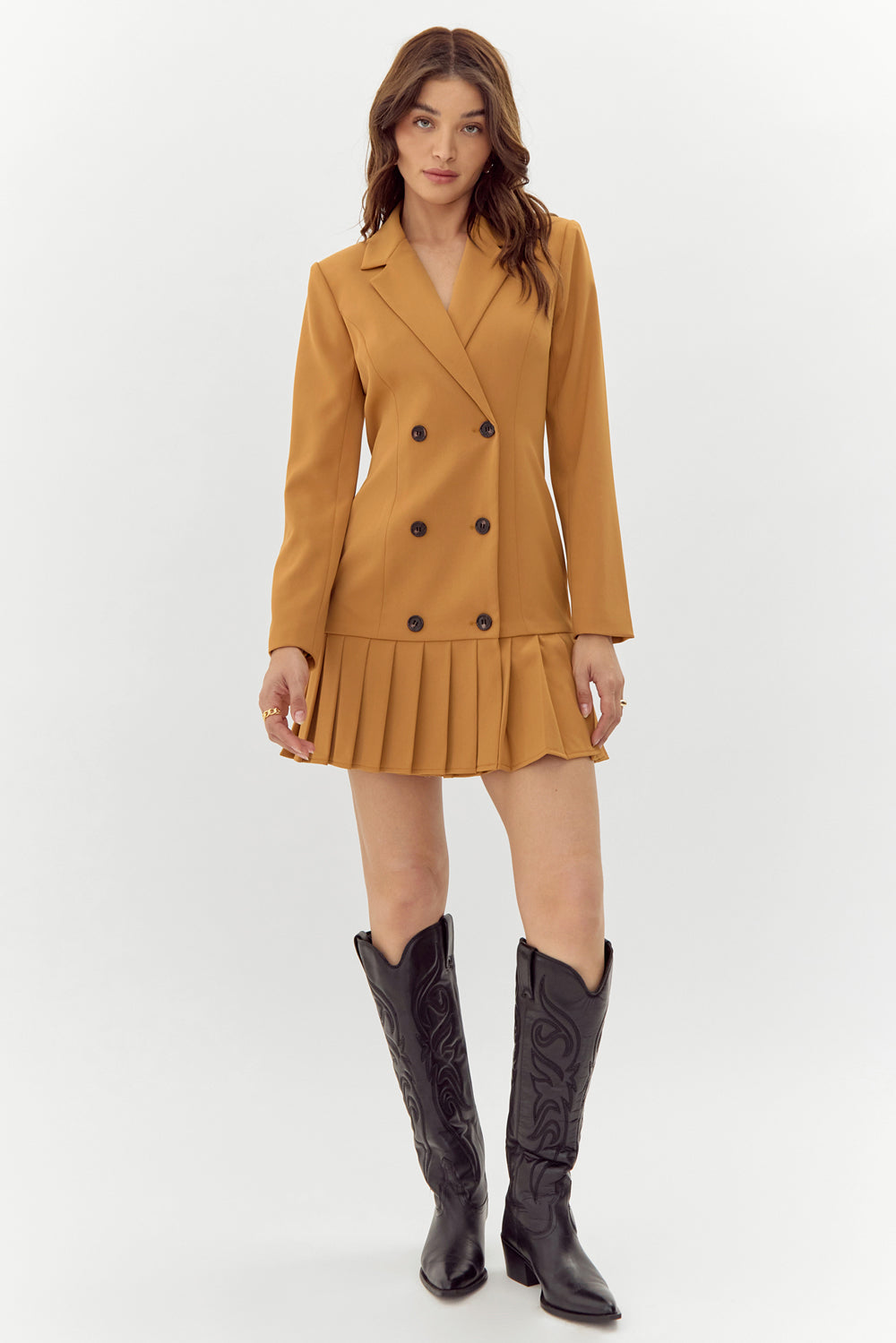 Nara Pleated Hem Blazer Dress