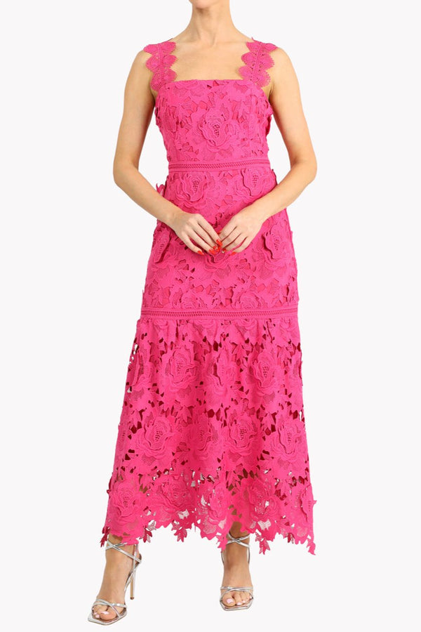 Karia Drop Waist 3D Lace Midi Dress