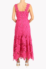 Karia Drop Waist 3D Lace Midi Dress