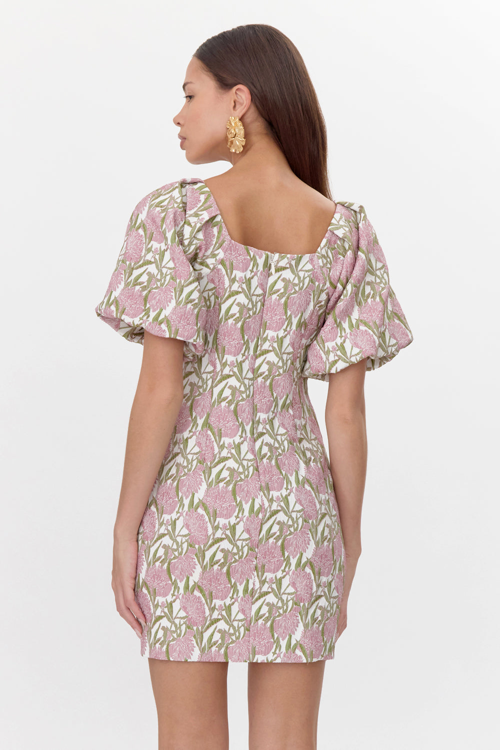 Myra Jacquard Puff Sleeve Mini Dress