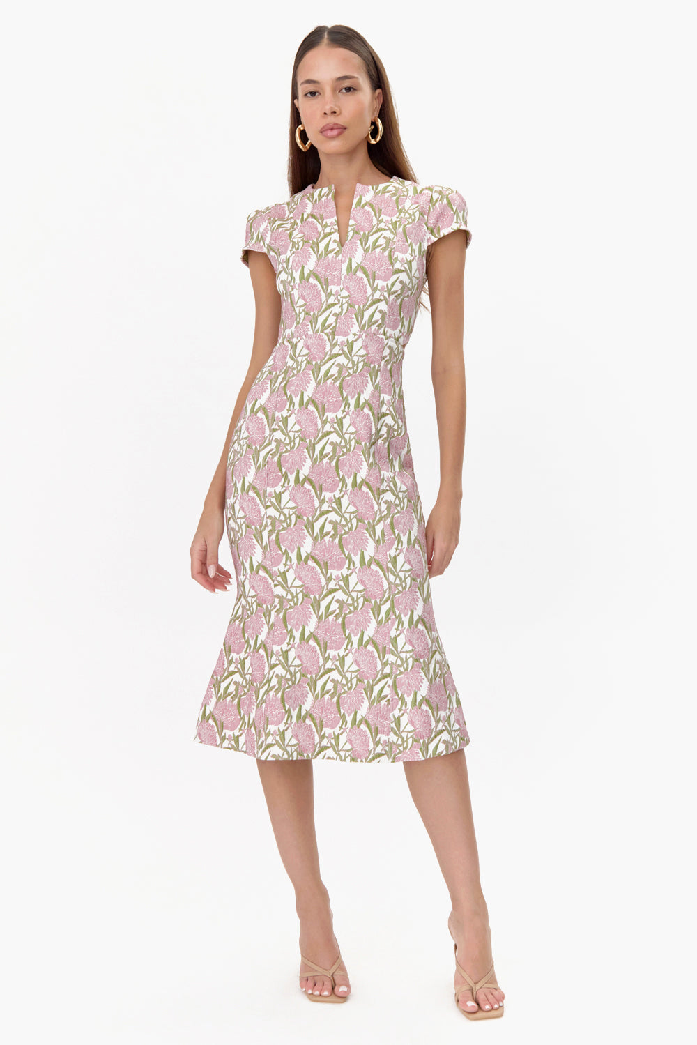 Eris Jacquard Cap Sleeve Midi Dress