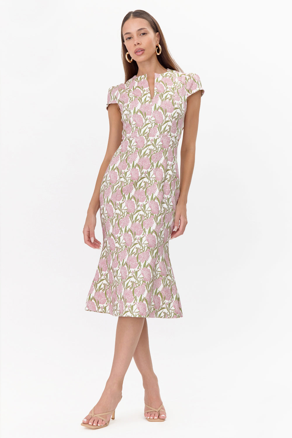 Eris Jacquard Cap Sleeve Midi Dress