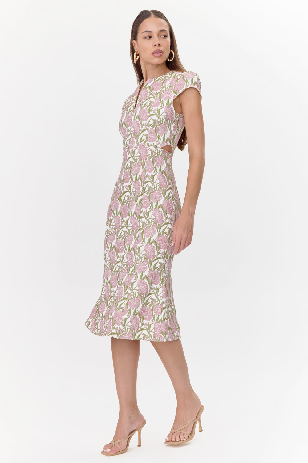 Eris Jacquard Cap Sleeve Midi Dress