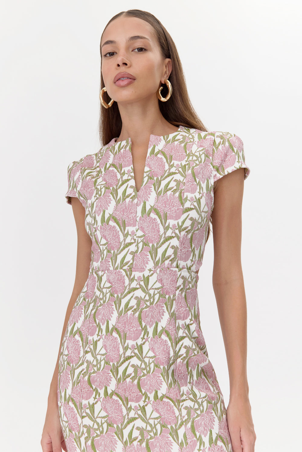 Eris Jacquard Cap Sleeve Midi Dress