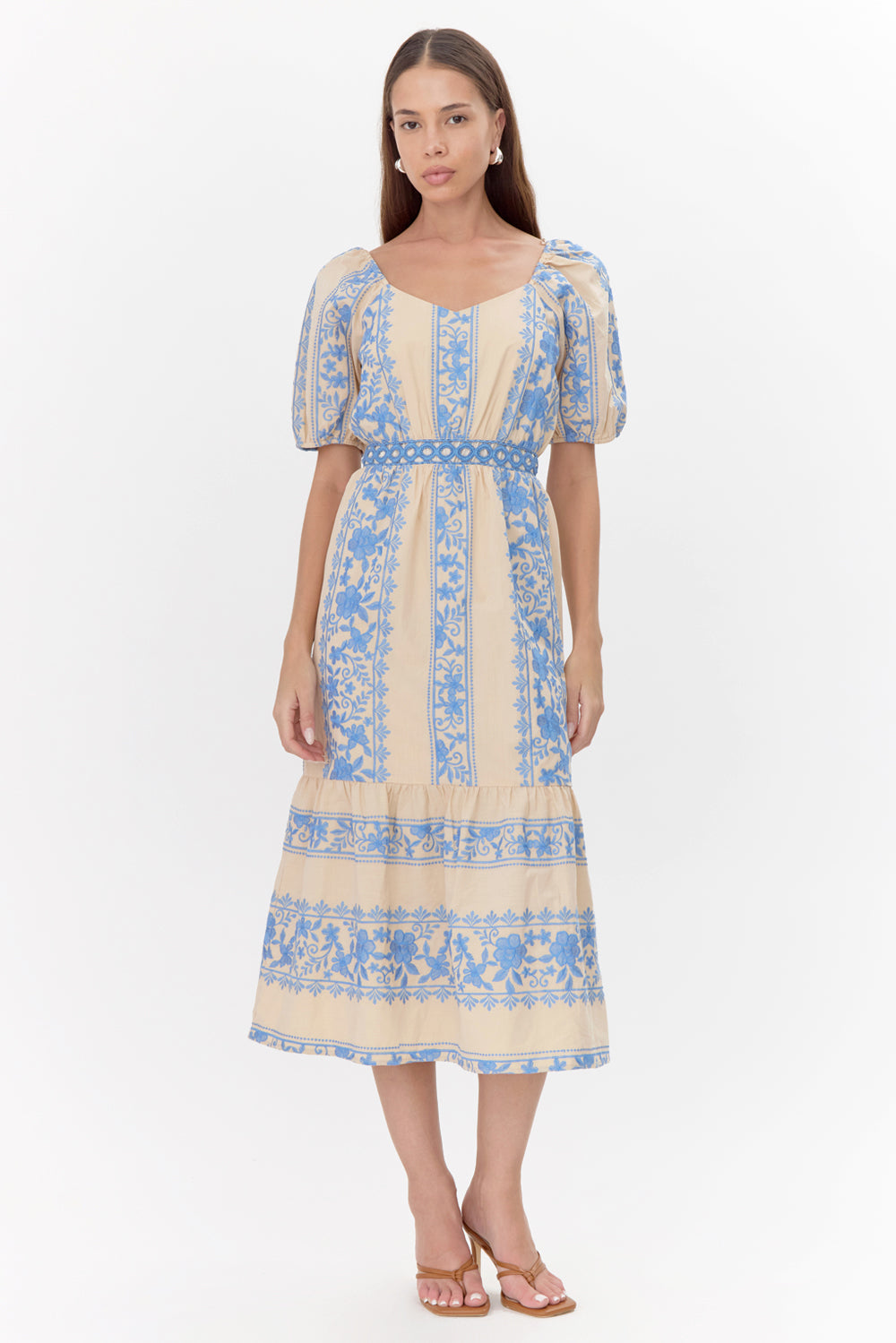 Elena Embroidered Midi Dress