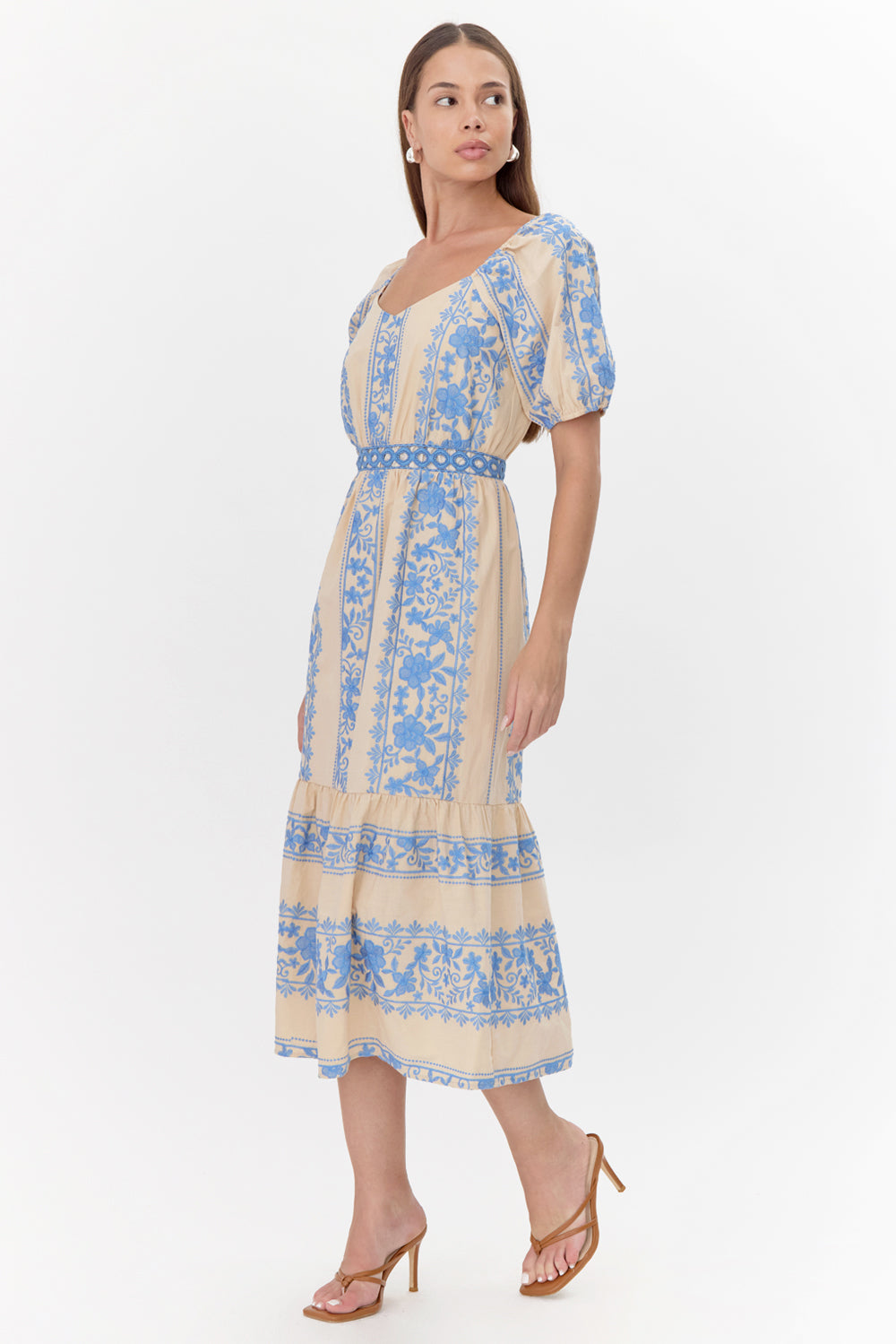 Elena Embroidered Midi Dress