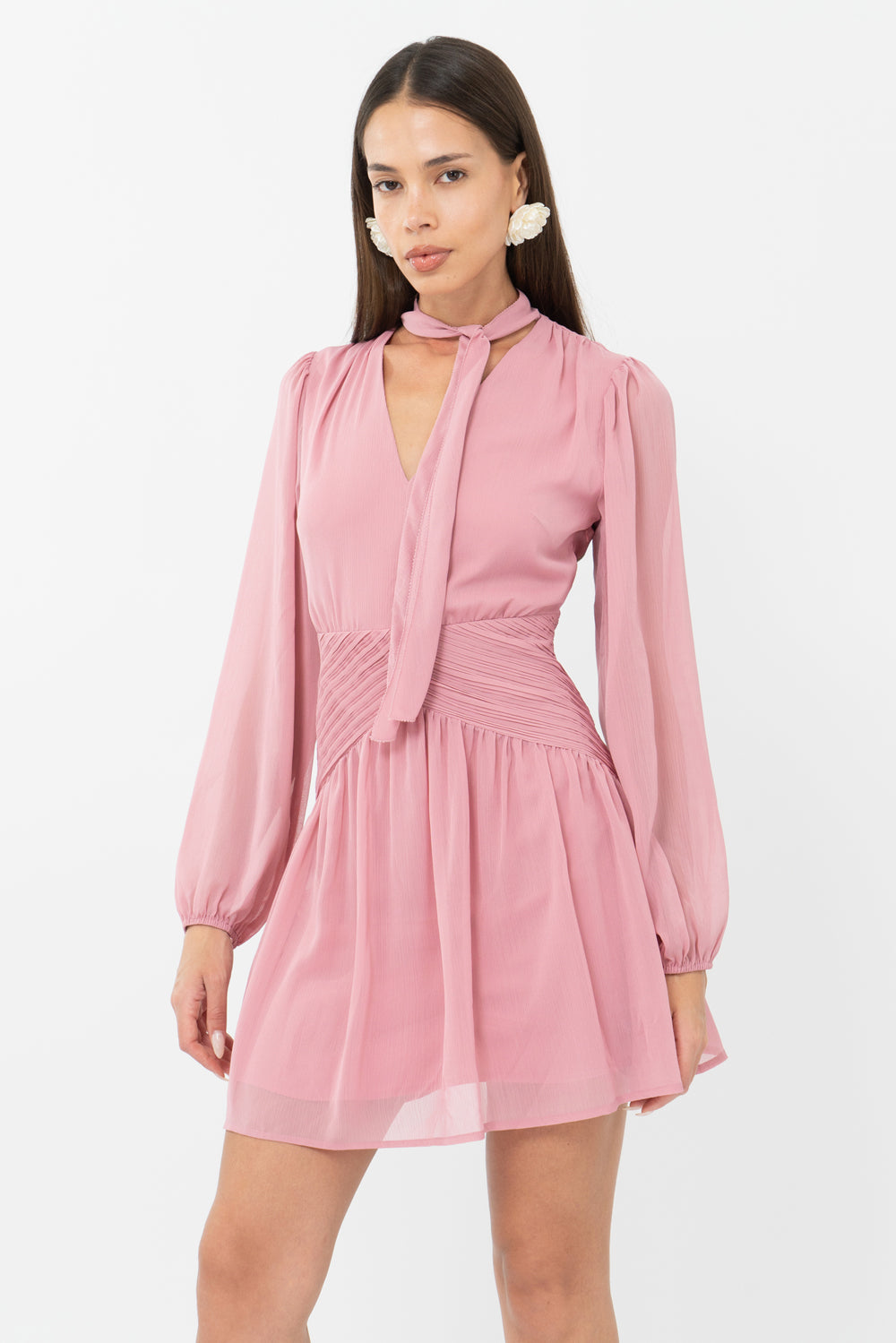 Betsy Neck Tie Mini Dress