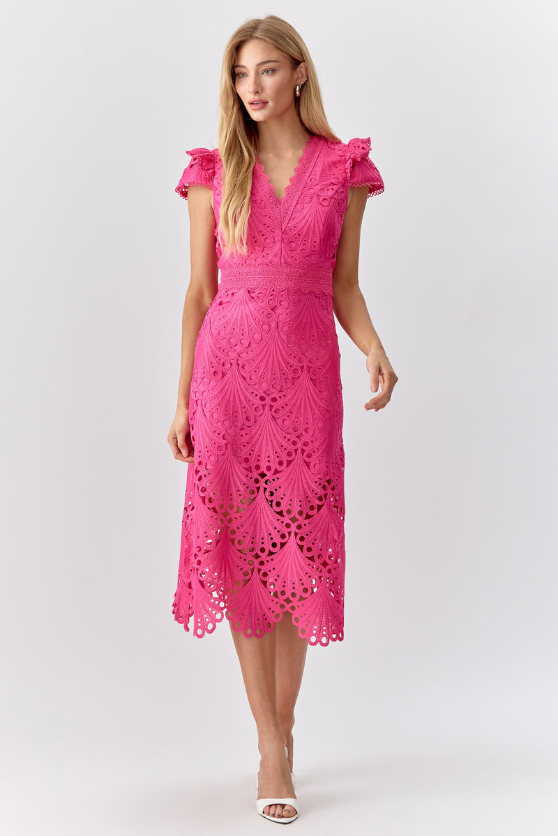 Mia 3D Embroidered Midi Dress