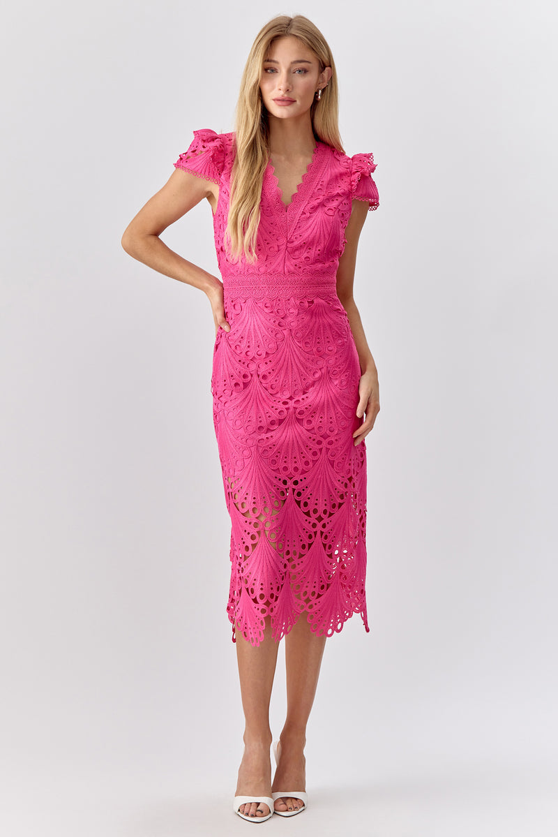 Mia 3D Embroidered Midi Dress