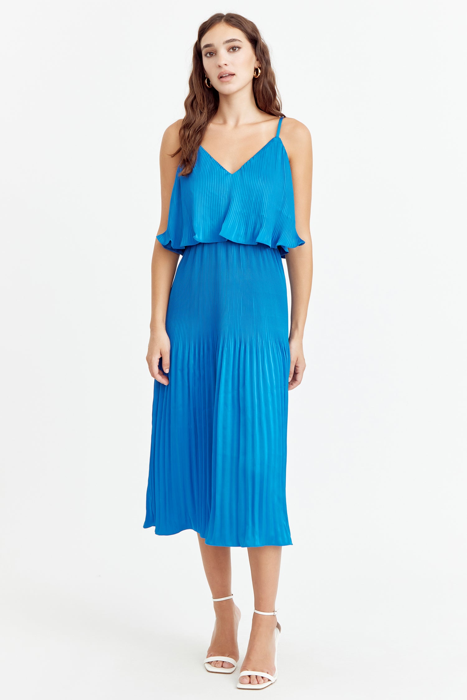 Nayla Overlay Pleated Midi Dress