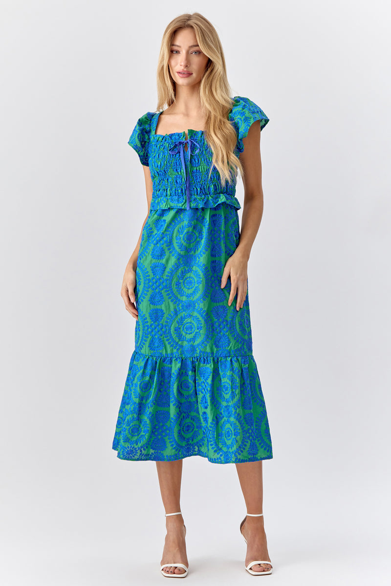 Selene Embroidered Midi Dress