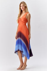 Shannie Ombre Pleated Midi Dress