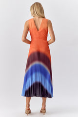 Shannie Ombre Pleated Midi Dress