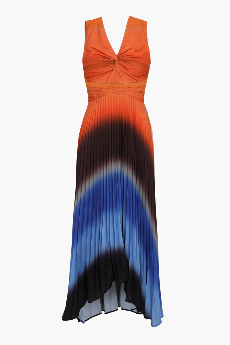 Shannie Ombre Pleated Midi Dress