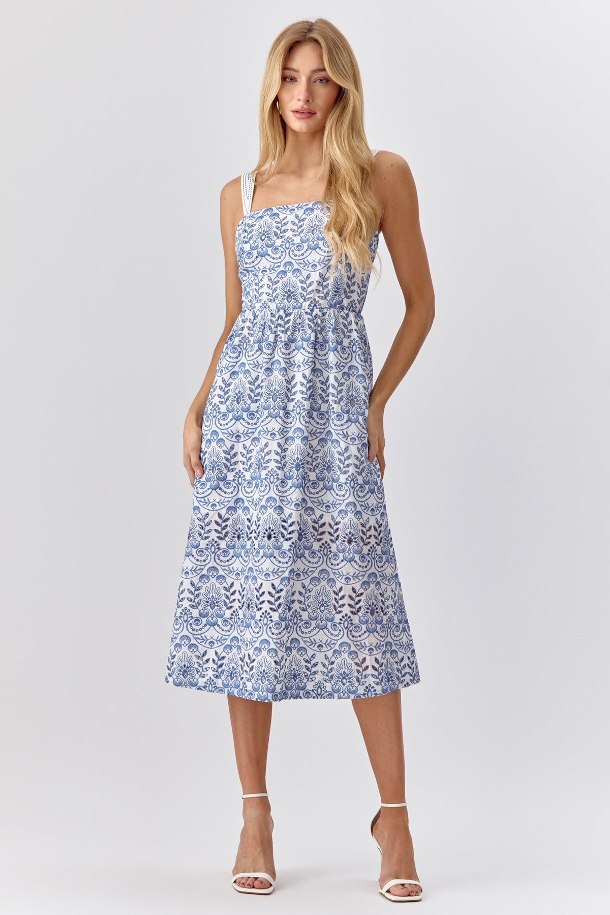 Ari Embroidered Midi Dress