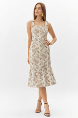 Selina Bow Tie Jacquard Midi Dress