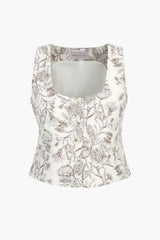 Sara Jacquard Button Front Top