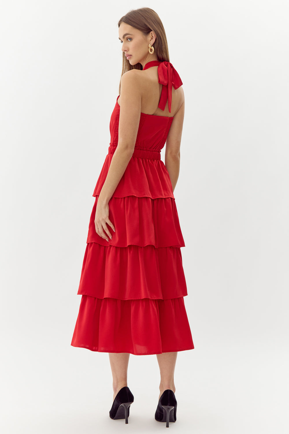 Eleanor Halter Tiered Midi Dress