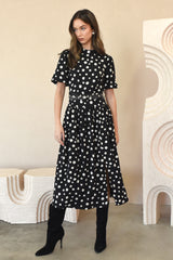 Darlene Polkadot Belted Midi Dress