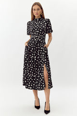 Darlene Polkadot Belted Midi Dress