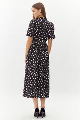 Darlene Polkadot Belted Midi Dress