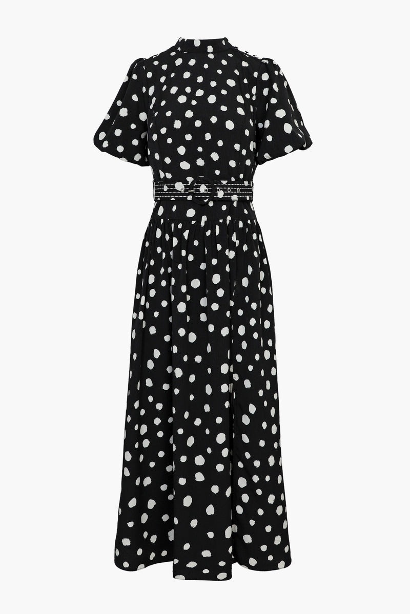 Darlene Polkadot Belted Midi Dress