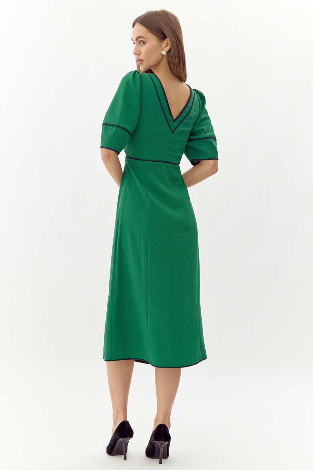 Sonia Contrast Piped Midi Dress