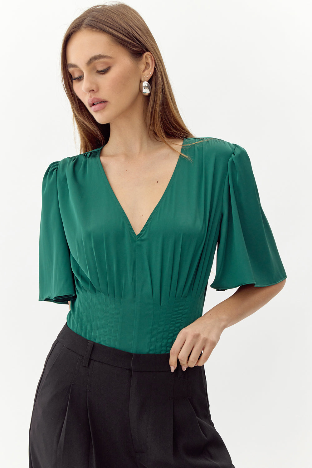 Johanna Short Sleeve Pintucked Bodysuit