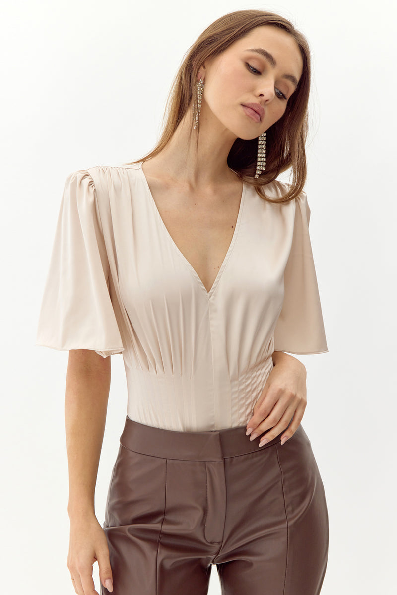 Johanna Short Sleeve Pintucked Bodysuit