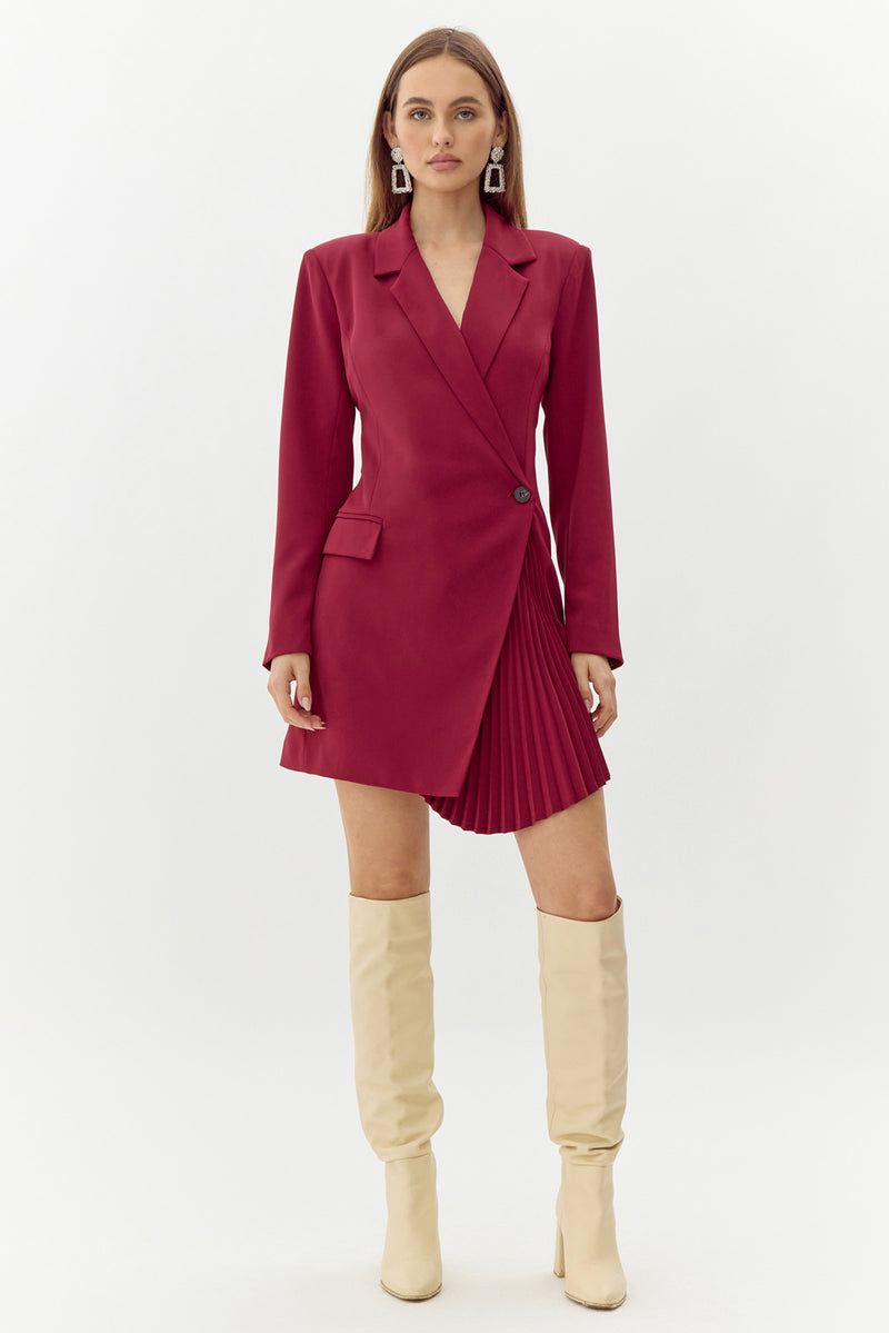 Felicia Pleated Front Blazer Dress