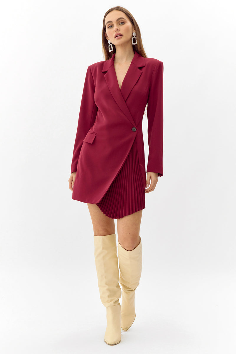 Felicia Pleated Front Blazer Dress