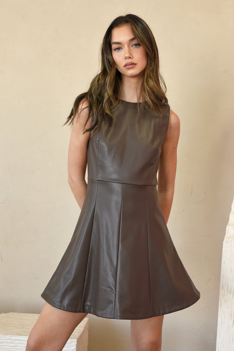 Tiffany Vegan Leather Fit and Flare Dress