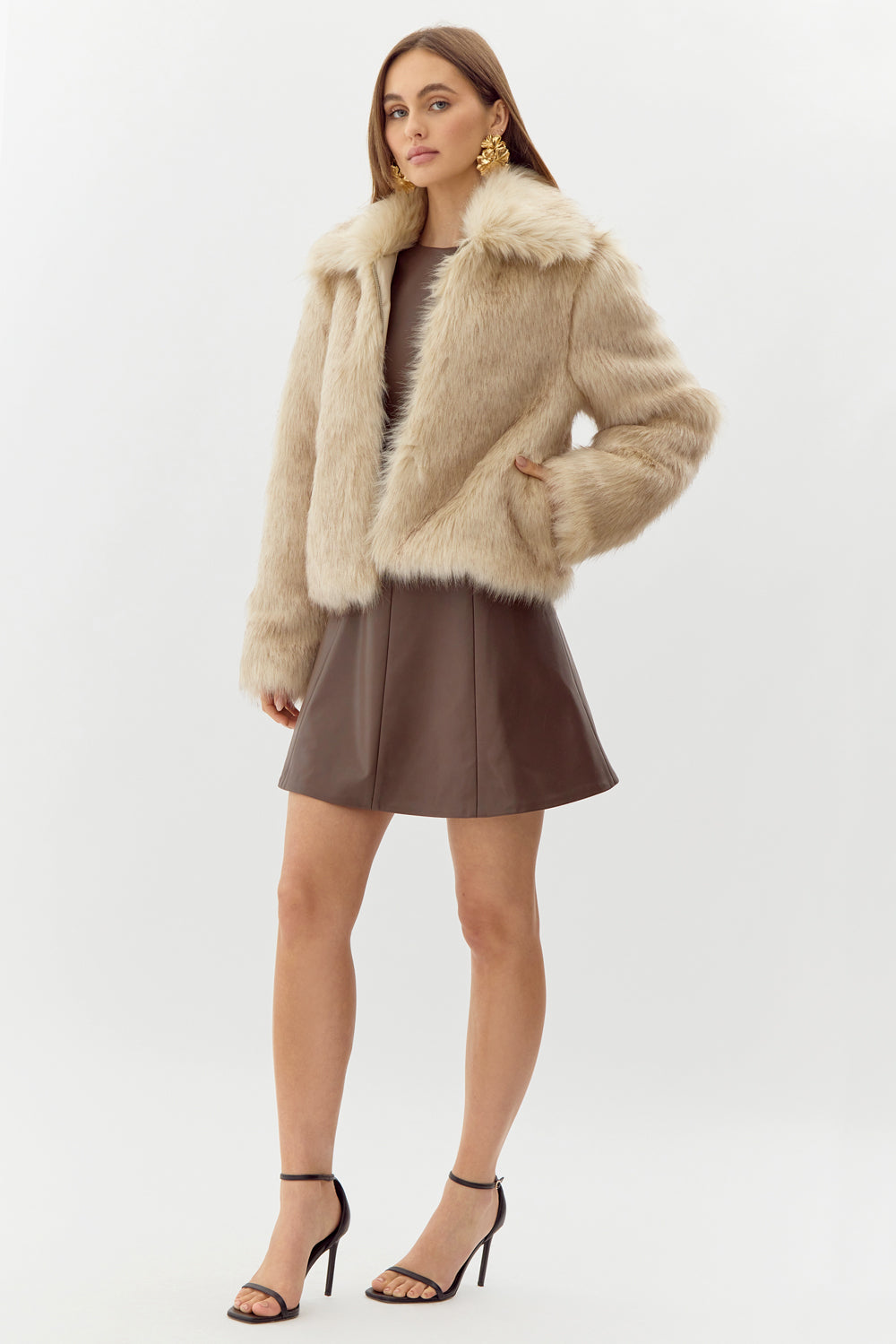 Aubrey Zip Up Faux Fur Coat