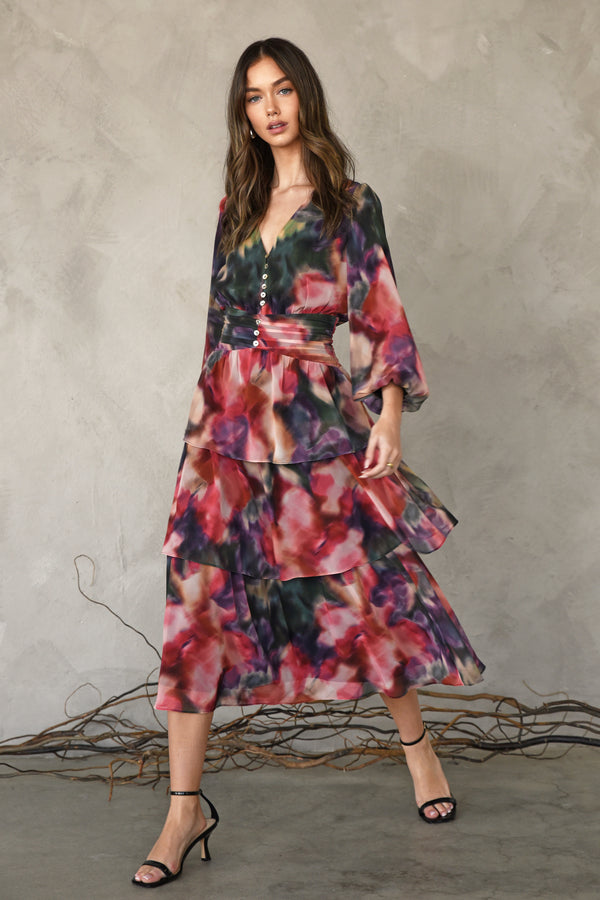 Cherly Tiered Midi Dress