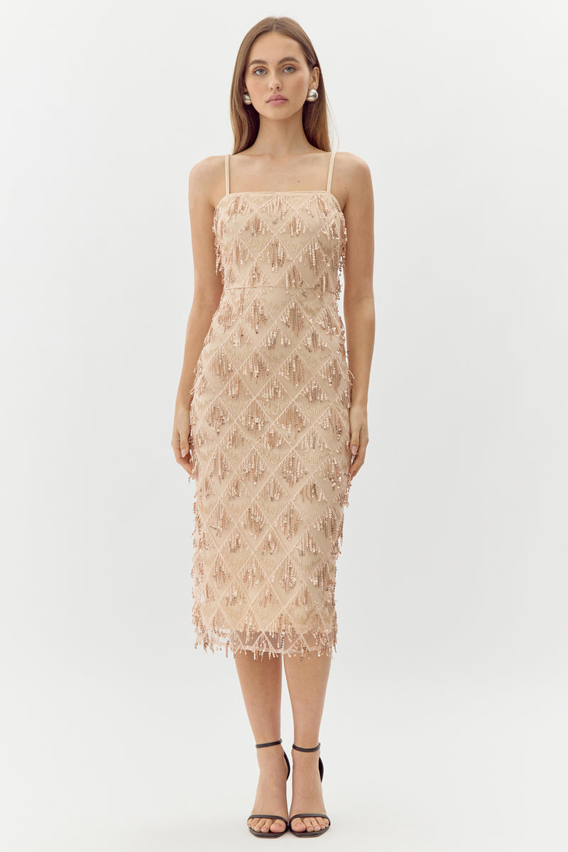 Leslie Fringe Sequins Midi Dress